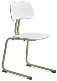 Školská stolička YNGVE, podnož s klzákmi, zelená, biela, V 460 mm