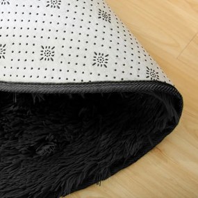Protišmykový koberec SHAGGY čierny kruh