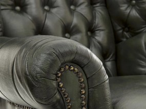 furniture-nabytek.cz - Masívne kreslo ušák Chesterfield Pittsfield z pravej kože, zelené