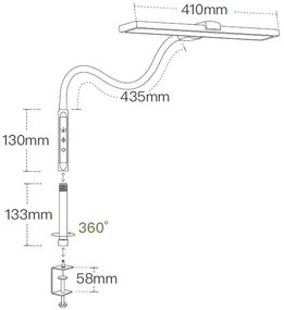 Stolná LED lampa LUCIO, svorka, diaľkový ovládač