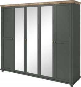 Šatníková skriňa Elvina S ZJU21 (zelená dub lefkas tmavý) (so zrkadlom)
