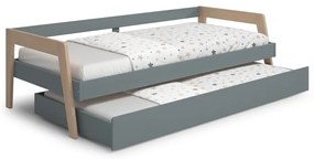Zelená/prírodná detská posteľ z borovicového dreva s výsuvným lôžkom a úložným priestorom 90x200 cm Carrie - Marckeric