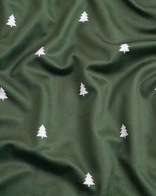 Vianočná obliečka na vankúšik Velvet 40 × 40 cm - Vločky a stromčeky zelený