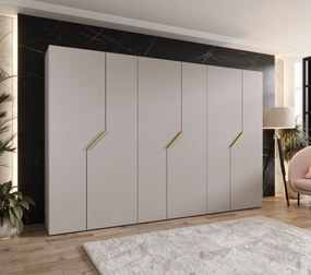 Šatníková skriňa Alaris 1 300 (kašmír + zlatá). Akcia -20%. Vlastná spoľahlivá doprava až k Vám domov. 1144180