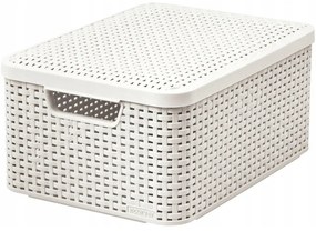 Krémovobiely plastový úložný box s vekom 29x39x19 cm Style – Curver