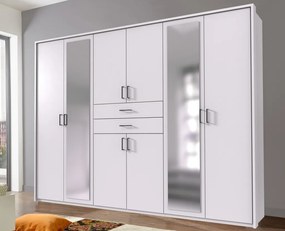 Šatníková skriňa so zrkadlami Düsseldorf, 270 cm, biela