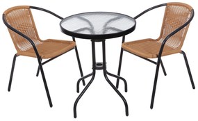 ModernHome Záhradný stôl 60 cm stolík z tvrdeného skla na záhradnú terasu