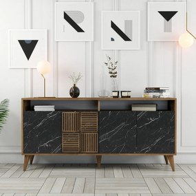 Skrinka Milan Walnut and Black Marble