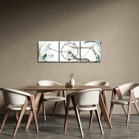 Obraz - Exotické zvieratká (s hodinami) (90x30 cm)