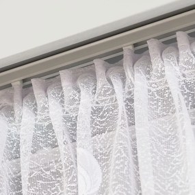 Biela žakarová záclona ROSA so vzorom kvetín  - šité na mieru