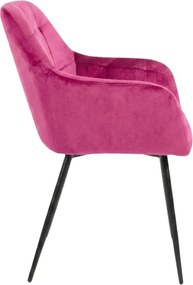 Tmavoružové jedálenské kreslo LOREN VELVET s čiernymi nohami