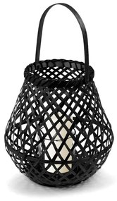 Čierny bambusový lampáš Compactor Bamboo Lantern, ⌀ 25 cm