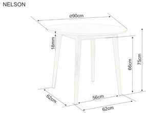 Jedálenský stôl s doskou v dekore dub NELSON 90X90