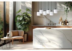 Závesné svietidlo Riffle Square, 6x biele sklenené tienidlo, b