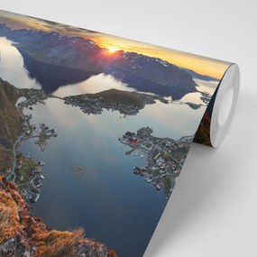 Samolepiaca fototapeta horská panoráma so západom slnka - 450x300
