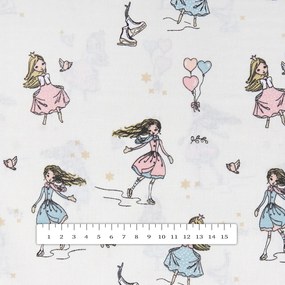 Biante Detská bavlnená obliečka na vankúš Sandra SA-261 Krasokorčuliarky na krémovom 70 x 90 cm