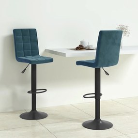 Barové stoličky 2 ks modré zamatové 335767