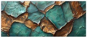 Obraz - Zeleno-zlatá maľba (120x50 cm)