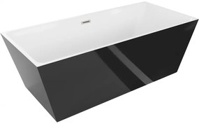 Mexen Lita, voľne stojaca vaňa 170 x 75 cm, biela-čierna, brúsená oceľ prepad, 52121707575-97