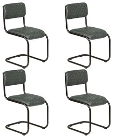 Jedálenské stoličky 4 ks, sivé, pravá koža