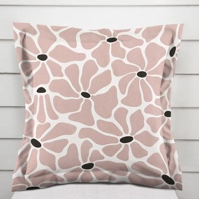 Biante Bavlnená obliečka na vankúš s lemom Sandra SA-483 Hnedoružové designové kvety na bielom 50 x 60 cm