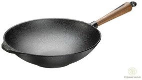 Skeppshult Liatinová panvica - wok s orechovou rúčkou - 30 cm