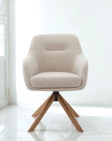 Otočná jedálenská stolička Avola – béžová, drevené nohy (53250004)