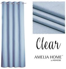 Záves AmeliaHome Clear s priechodkami 140x250 modrý/biely