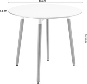 Jedálenský stôl 80 cm biely