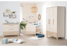 Krémová/v prírodnej farbe detská komoda v dekore duba s prebaľovacím pultom 110x98x75 cm Sidney – Roba