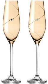 Diamante poháre na šampanské Silhouette City Amber s kamienkami Swarovski 210ml 2KS
