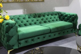 Zelená exkluzívna zamatová 3-sedačka LUSSY 215cm