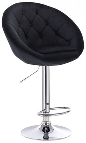 LuxuryForm Barová stolička VERA VELUR na striebornom tanieri - čierna