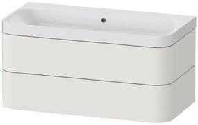 DURAVIT Happy D.2 Plus c-shaped závesná skrinka s nábytkovým umývadlom bez otvoru, 2 zásuvky, 975 x 490 x 480 mm, nordická biela matná lakovaná, HP4348N3939