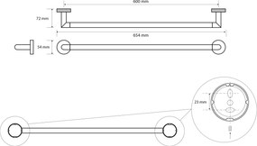 Sapho Sapho, LARISSA držiak uterákov 600x72mm, chróm, WS010