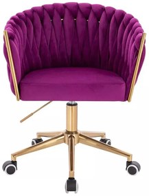 LuxuryForm DESIGN Kreslo NORDEN VELUR na zlatej podstave s kolieskami - fuchsia