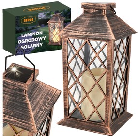 BERGE Záhradný lampáš LED solárny lampáš medený 2V 35MA