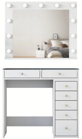 Toaletní stolek Melissa 03 s LED zrcadlem bílý/čirý