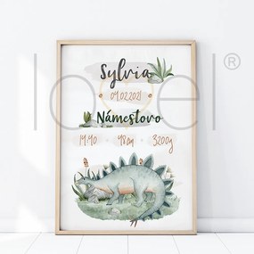 lovel.sk Plagát s menom Dino - stegosaurus P274