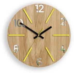 Sammer Nadčasové drevené hodiny AKSEL MIRROR - žltá 33 cm AkselWoodYellowMirror