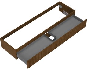 Mexen Rivel, kúpeľňová skrinka 160 cm, 1 zásuvka, drážkovaná, orech, 91A20-16023-1-BF86