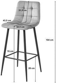 Barová stolička ARCETO - béžový zamat /zlaté nohy