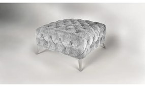 TABURET LARISSA CHESTERFIELD SIVÁ ZAMATOVÁ LÁTKA 80 x 80 cm