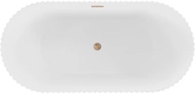Mexen Paola, voľne stojaca vaňa, drážkovaná, 150 x 75 cm, biela matná, medená matná, 52721507501-65
