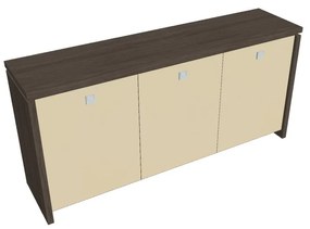 Nízka skriňa Verno 188 x 46 x 90 cm, sklenené dvere, dub antracit / vanilka