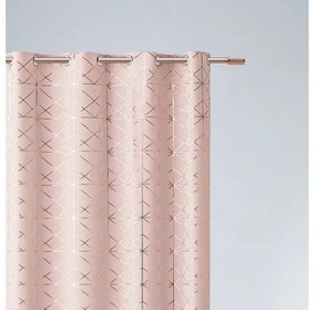 Elegantný púdrovo ružový záves s jemným zlatým vzorom so zavesním na kruhy 140x260 cm