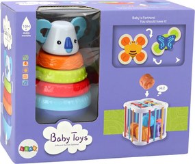 LEAN Toys Sada senzorických hračiek: Veža Koala, vzdelávacia kocka, spinnery