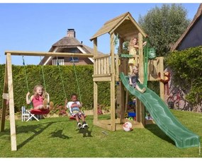 Ihrisko Jungle Mansion so šmykľavkou a modulom 2-Swing Frame 2.0