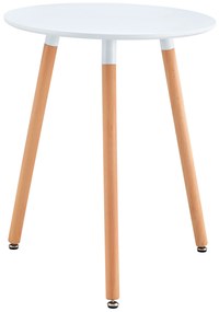 Jedálenský stôl, biela/buk, priemer 60 cm, ELCAN NEW TYP 1