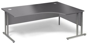 Kancelársky pracovný stôl FLEXUS, pravý rohový, 1800x1200 mm, šedý